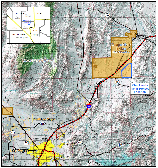 Map of Moapa River Indian Reservation with Chuckwalla Solar Projects Location Highlighted